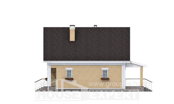 130-004-П Проект двухэтажного дома с мансардным этажом, уютный коттедж из блока Каргополь, House Expert