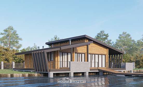 100-007-П Проект бани из бревен Новодвинск | Проекты одноэтажных домов от House Expert