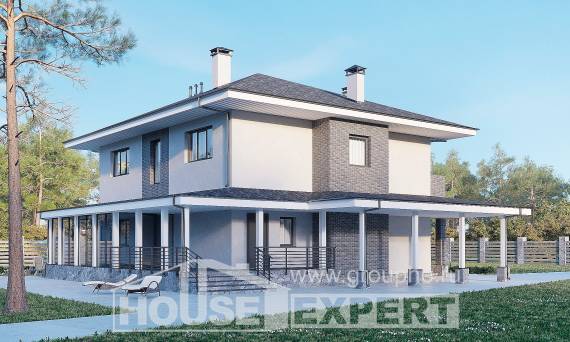 250-004-Л Проект двухэтажного дома, просторный дом из пеноблока, Каргополь