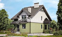 120-003-П Проект двухэтажного дома с мансардным этажом, классический домик из бризолита Вельск, House Expert