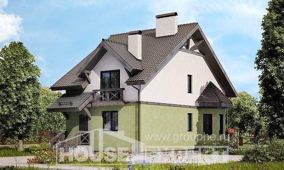 120-003-П Проект двухэтажного дома с мансардным этажом, классический домик из бризолита Вельск, House Expert