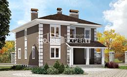 185-002-П Проект двухэтажного дома, недорогой загородный дом из газобетона Коряжма, House Expert