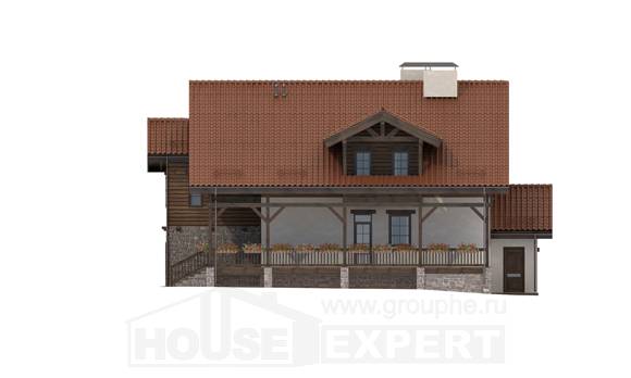 255-002-Л Проект двухэтажного дома мансардой и гаражом, современный домик из газобетона Каргополь, House Expert