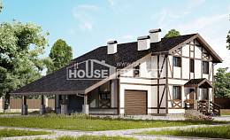 250-002-Л Проект двухэтажного дома мансардой, гараж, простой загородный дом из кирпича Няндома, House Expert