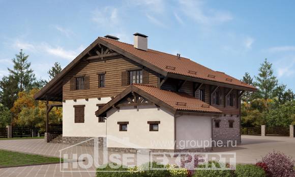 255-002-Л Проект двухэтажного дома с мансардой и гаражом, красивый домик из твинблока, Вельск