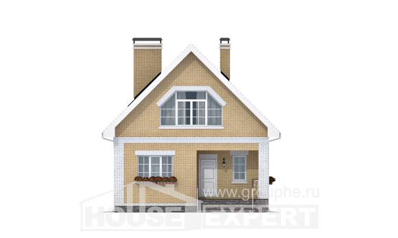 130-004-П Проект двухэтажного дома мансардой, классический загородный дом из блока Северодвинск, House Expert