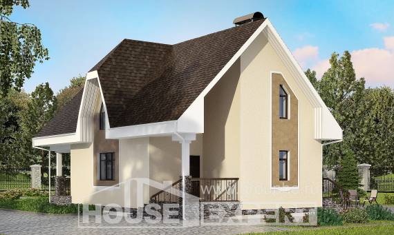 125-001-Л Проект двухэтажного дома мансардный этаж, красивый дом из блока Новодвинск, House Expert
