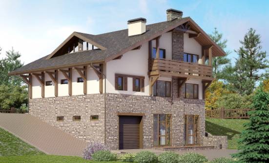 305-002-Л Проект трехэтажного дома мансардой, современный коттедж из кирпича Котлас | Проекты домов от House Expert
