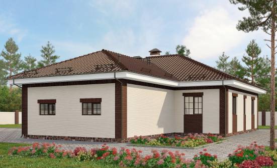 160-015-П Проект одноэтажного дома и гаражом, небольшой дом из теплоблока Мирный | Проекты домов от House Expert