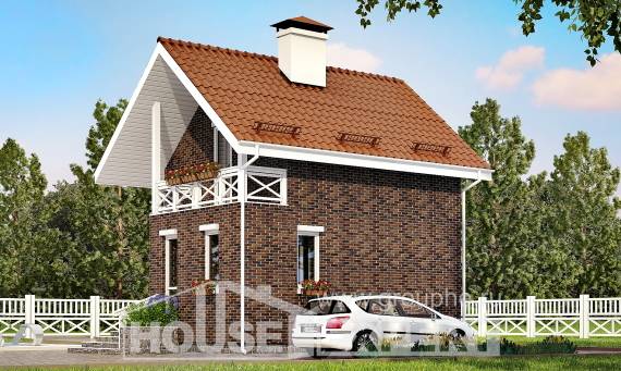 045-001-Л Проект двухэтажного дома мансардой, классический коттедж из твинблока Вельск, House Expert