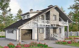 180-017-Л Проект двухэтажного дома мансардой, гараж, просторный коттедж из арболита, Коряжма