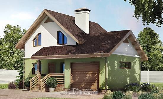 120-002-П Проект двухэтажного дома с мансардным этажом и гаражом, классический домик из поризованных блоков Котлас | Проекты домов от House Expert