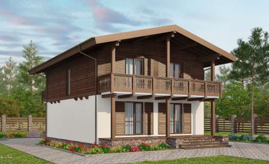 150-016-Л Проект двухэтажного дома мансардой, бюджетный домик из твинблока Каргополь | Проекты домов от House Expert