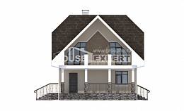 125-001-Л Проект двухэтажного дома с мансардой, экономичный коттедж из пеноблока Вельск, House Expert