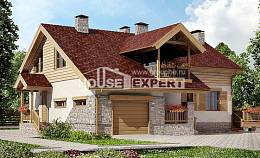 165-002-П Проект двухэтажного дома мансардой и гаражом, красивый дом из газосиликатных блоков Коряжма, House Expert
