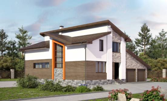 240-004-П Проект двухэтажного дома с мансардным этажом и гаражом, красивый дом из арболита Вельск | Проекты домов от House Expert