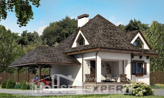 110-002-Л Проект двухэтажного дома мансардный этаж и гаражом, небольшой коттедж из арболита Няндома, House Expert