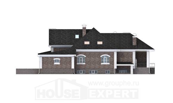 490-001-П Проект трехэтажного дома с мансардным этажом и гаражом, просторный домик из кирпича, Новодвинск
