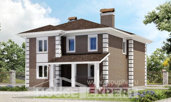 185-002-П Проект двухэтажного дома, бюджетный коттедж из газосиликатных блоков Каргополь, House Expert