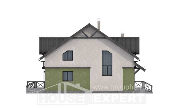 120-003-П Проект двухэтажного дома мансардой, скромный дом из газобетона Новодвинск, House Expert