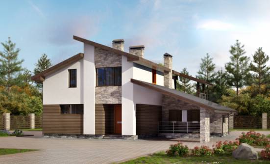 200-010-П Проект двухэтажного дома мансардой и гаражом, красивый дом из твинблока Коряжма | Проекты домов от House Expert