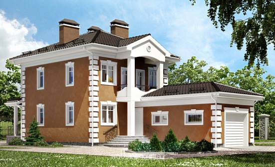 150-006-П Проект двухэтажного дома и гаражом, небольшой коттедж из арболита, Коряжма