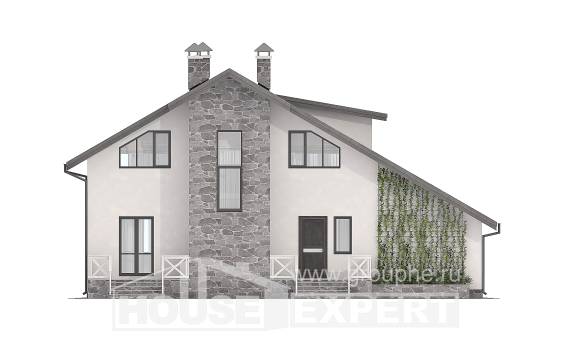 180-017-Л Проект двухэтажного дома мансардой, гараж, просторный загородный дом из арболита Коряжма, House Expert