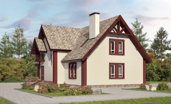 300-008-Л Проект двухэтажного дома мансардой, гараж, классический домик из теплоблока Мирный | Проекты домов от House Expert
