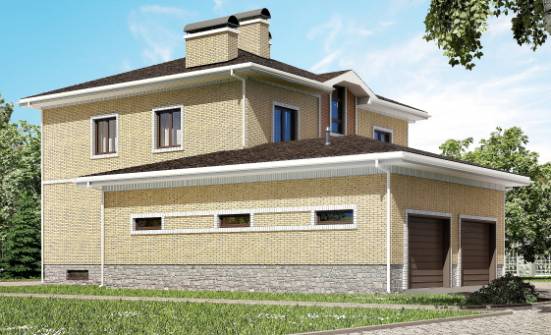 350-002-Л Проект трехэтажного дома и гаражом, классический дом из кирпича, Северодвинск