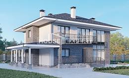 250-004-Л Проект двухэтажного дома, классический загородный дом из керамзитобетонных блоков, Каргополь