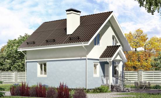 095-002-П Проект двухэтажного дома мансардный этаж, красивый коттедж из теплоблока, Вельск