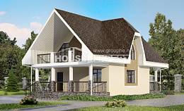 125-001-Л Проект двухэтажного дома мансардный этаж, экономичный домик из пеноблока Вельск, House Expert