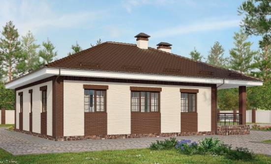 160-015-П Проект одноэтажного дома, гараж, экономичный дом из поризованных блоков, Коряжма