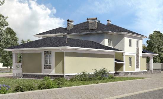 620-001-Л Проект трехэтажного дома и гаражом, большой загородный дом из бризолита, Новодвинск