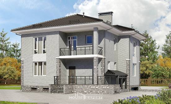 275-004-П Проект трехэтажного дома и гаражом, большой домик из кирпича Вельск | Проекты домов от House Expert