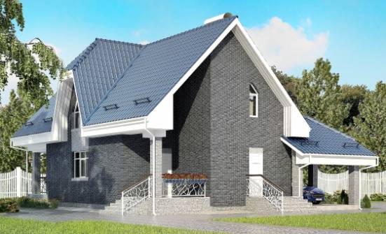 125-002-Л Проект двухэтажного дома с мансардой и гаражом, доступный домик из бризолита, Няндома