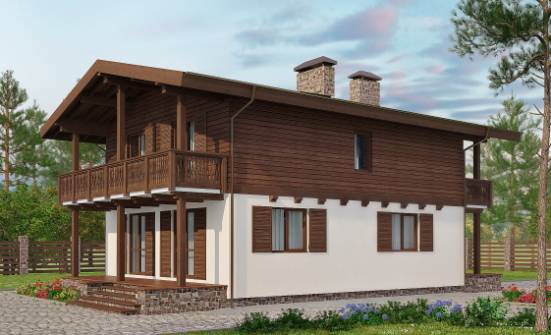 150-016-Л Проект двухэтажного дома мансардой, бюджетный домик из твинблока Каргополь | Проекты домов от House Expert