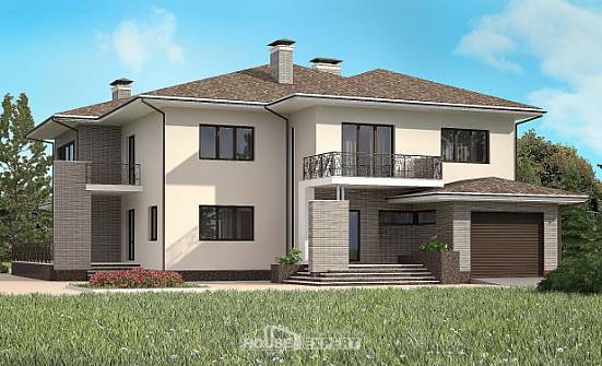 500-001-П Проект трехэтажного дома и гаражом, классический коттедж из кирпича, Каргополь