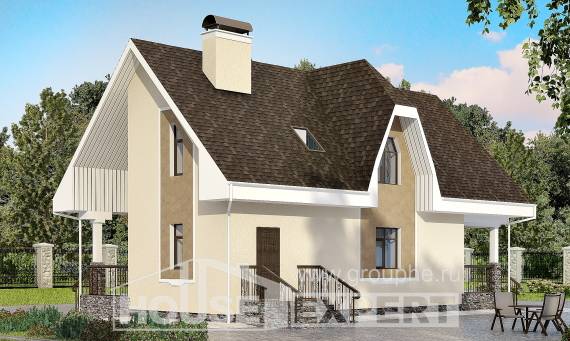 125-001-Л Проект двухэтажного дома мансардой, современный коттедж из блока Северодвинск, House Expert