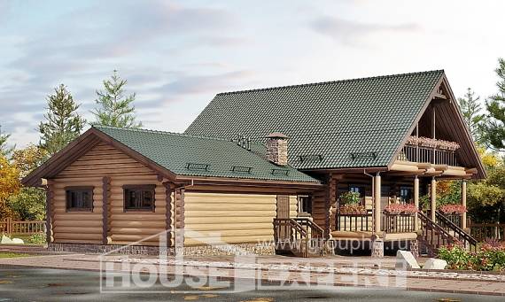 270-002-П Проект двухэтажного дома с мансардой, гараж, уютный домик из бревен, Северодвинск
