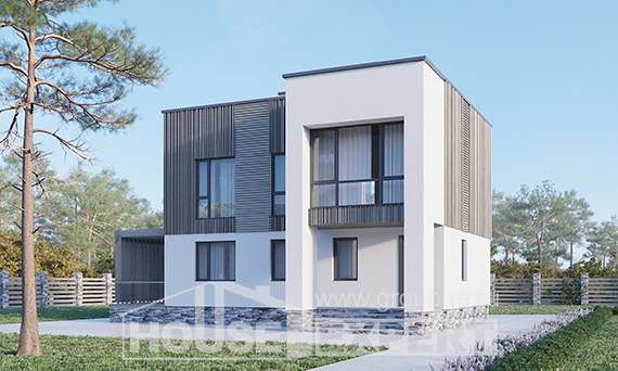 150-017-П Проект двухэтажного дома, небольшой загородный дом из поризованных блоков Новодвинск, House Expert