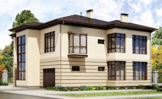 300-006-П Проект двухэтажного дома и гаражом, большой домик из кирпича, Мирный