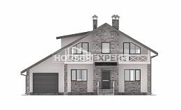 180-017-Л Проект двухэтажного дома с мансардой и гаражом, классический дом из керамзитобетонных блоков, Мирный